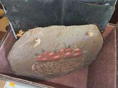 Leather Basket w/ Hand Painted Coal Slabs
