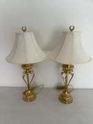 PAIR OF VINTAGE POLISHED BRASS TABLE LAMPS