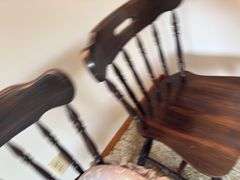 MATCHING PAIR OF WOODEN TABLE CHAIRS