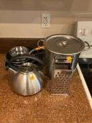 Assortment of Pots and Pans, Tea Kettle