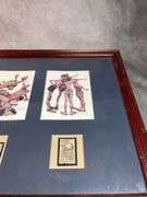 Norman Rockwell Framed Sport Art with Stamps