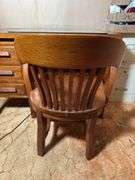 VINTAGE OAK DESK WITH MATCHING WOODEN DESK CHAIR