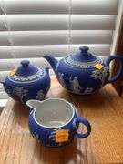 Wedgewood Jasperware 3pc Tea Set, Made in England