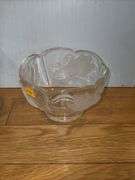 Glass Swan Candy Dish and Glass Floral Dish w/ Lid
