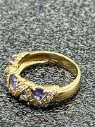 ZIG ZAG BLUE TANZANITE & DIAMOND 14K GOLD @ 5 GRAMS