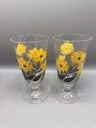 SET OF 8 ONEIDA HAND PAINTED PEDESTAL GLASSES 18 OZ