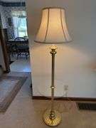BRASS AND GLASS SHELF FLOOR LAMP