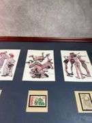 Norman Rockwell Framed Sport Art with Stamps