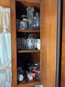 CONTENTS OF CABINET MEASURING CUPS, JARS, VASES