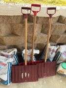 SNOW SHOVELS (x3), 40LB BAGS OF ICE MELTER (x 4.5)