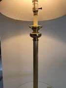 BRASS AND GLASS SHELF FLOOR LAMP