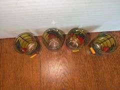 (4) Strawberry Glass Cups
