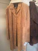 CONTENTS OF CLOSET WOMEN’S COATS AND JACKETS (SOME NEW WITH TAGS) ALOT OF SIZE L AND XL. SHOES SIZE 