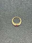 10K GOLD RING WITH RUBY, OPAL, DIAMOND @ APPROX. 2.5 GRAMS