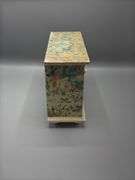 VINTAGE FLORAL JEWELRY BOX WITH CONTENTS OF JEWELRY AND WATCHES INCL. SEIKO, CITIZEN, FOSSIL, PRECIS