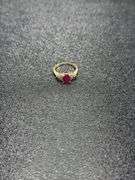 RUBY AND DIAMOND 14K GOLD RING @ 4 GRAMS