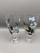 SET OF 8 ONEIDA HAND PAINTED PEDESTAL GLASSES 18 OZ