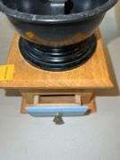 Vintage Coffee Grinder and Wooden Vase