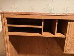 WOODEN COMPUTER DESK WITH ROLLING DESK CHAIR