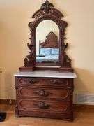 Antique Victorian Marble Top Dresser with Mirror
