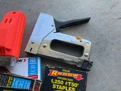 Electric Staple Gun, Stanley Staple Gun, Assortment of Boxes of Staples
