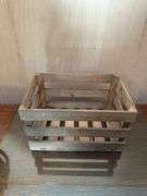 VARIETY IF BASKETS, ROYCE CRAFT PICNIC BASKET, WOOD CRATE
