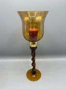 VINTAGE GLASS AND BRASS CANDLE HOLDERS