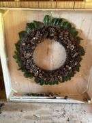 Decorative Wreath in Wooden Storage Box