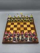 CUSTOM OHIO VS MICHIGAN CHESS SET WITH HEAVY LEAD CHESS PIECES AND WOOD CHESS BOARD