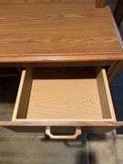 WOODEN COMPUTER DESK WITH ROLLING DESK CHAIR