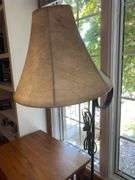 Metal Base Floor Lamp w/ Faux Leather Lamp Shade