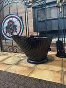OHIO STATE STAINED GLASS FIREPLACE SCREEN, FIREPLACE TOOLS, COAL BUCKET
