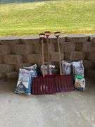 SNOW SHOVELS (x3), 40LB BAGS OF ICE MELTER (x 4.5)