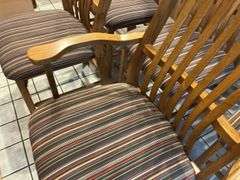 6 Oak Slat Back Dining Chairs