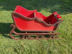 Outdoor Wooden Christmas Sleigh Decoration