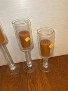 (3) Glass Pedestal Candle Holders