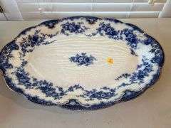Blue Hand Painted Porcelain Serving Platter