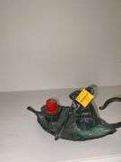Cast Iron Golfer Figure and Cast Iron Mouse Candlestick Holder