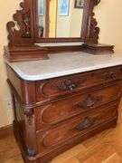 Antique Victorian Marble Top Dresser with Mirror