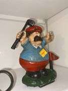 Cast Iron Golfer Figure and Cast Iron Mouse Candlestick Holder