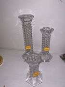 (3) Crystal Glass Candlestick Holders