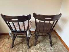 MATCHING PAIR OF WOODEN TABLE CHAIRS