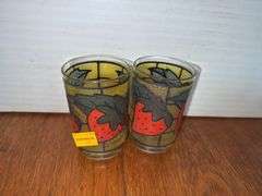 (4) Strawberry Glass Cups