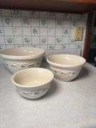 3 LONGABERGER POTTERY MIXING BOWLS