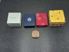 ASSORTED BROOCH, MONET BLUE ENAMELED SHOE TRINKET,  MONET PINK FLOWER ENAMELED LITTLE TRINKET/PILL B