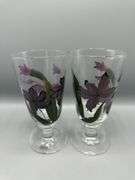 SET OF 8 ONEIDA HAND PAINTED PEDESTAL GLASSES 18 OZ