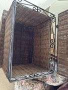 PAIR OF METAL FRAME WICKER BOX WITH VARIETY OF BOOKS