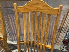 6 Oak Slat Back Dining Chairs