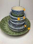 8 Roseville Spongeware Pottery Bowls