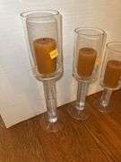 (3) Glass Pedestal Candle Holders